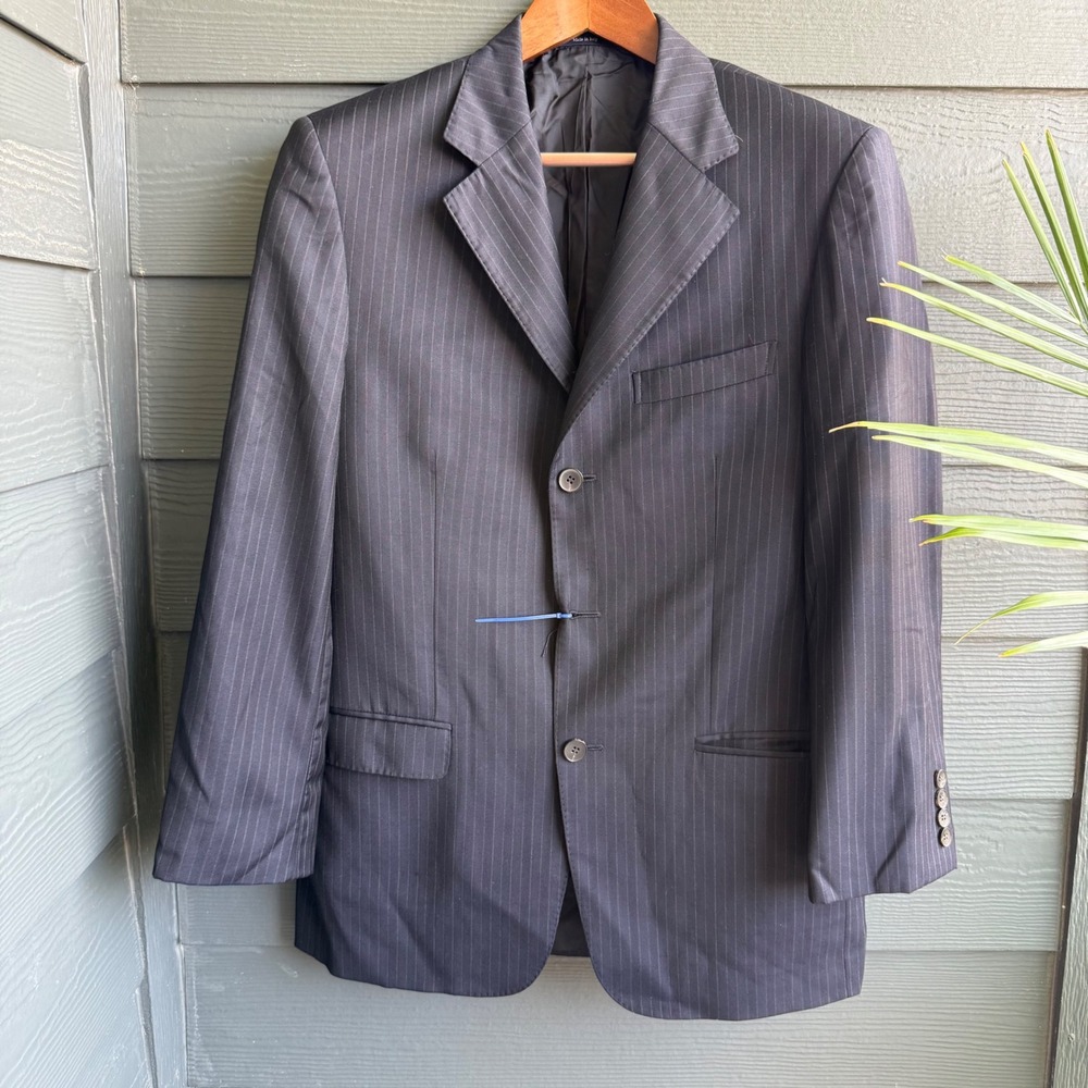 Gucci Made in Italy Navy Pinstripe Wool Blazer Sport Coat 48R 2 Button